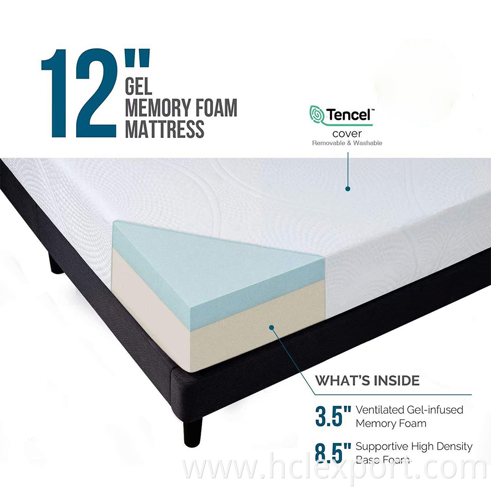 High quality king queen mattress well sleep mattresses roll in a box luxury memory gel foam natural latex mattress